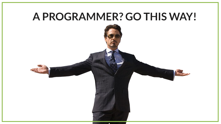 Meme: 'A programmer? Go this way'