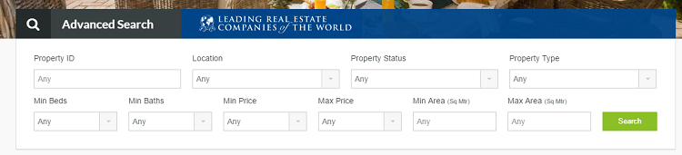 property search feature for a real estate website